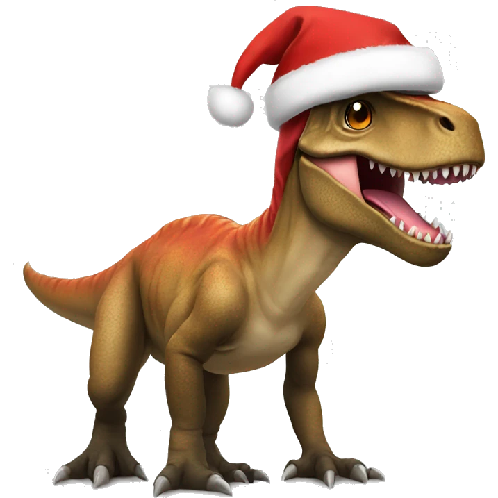 trex with a santa hat emoji