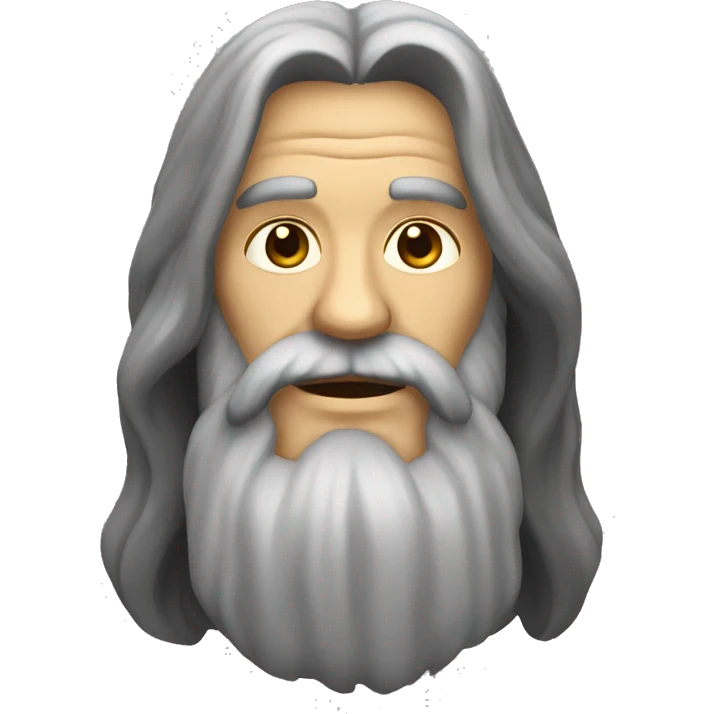 old hippie with long dark hair and a beard no glasses emoji