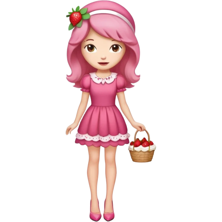 pretty and cute realistic modern day strawberry shortcake full body with high heels emoji