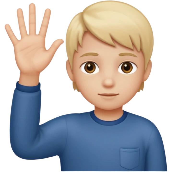 A kid holding a 6 on they left hand and 7 on right emoji