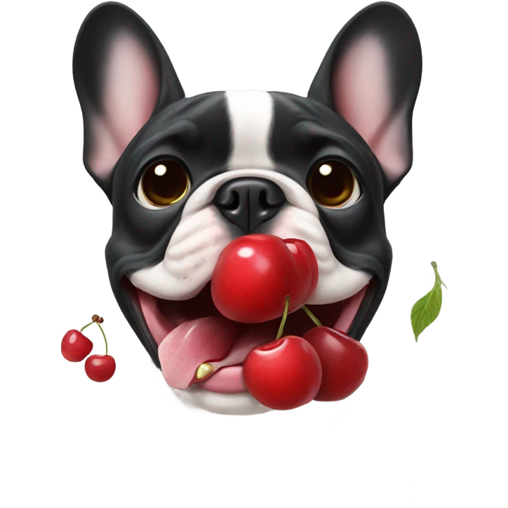 Frenchie eating cherrys emoji
