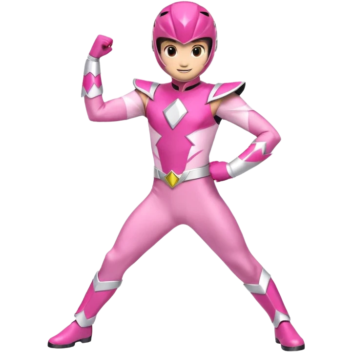 A cute Pink power ranger in different cute poses emoji