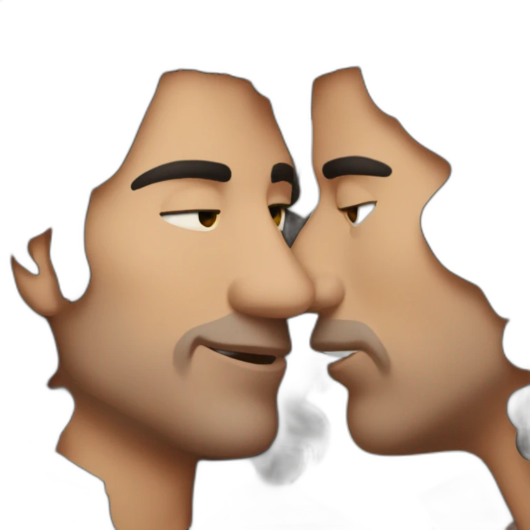 two dark hair man kissing emoji
