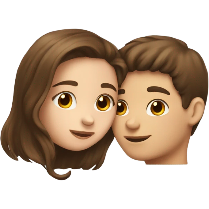 Girl with brown hair kissing a boy with brown hair emoji