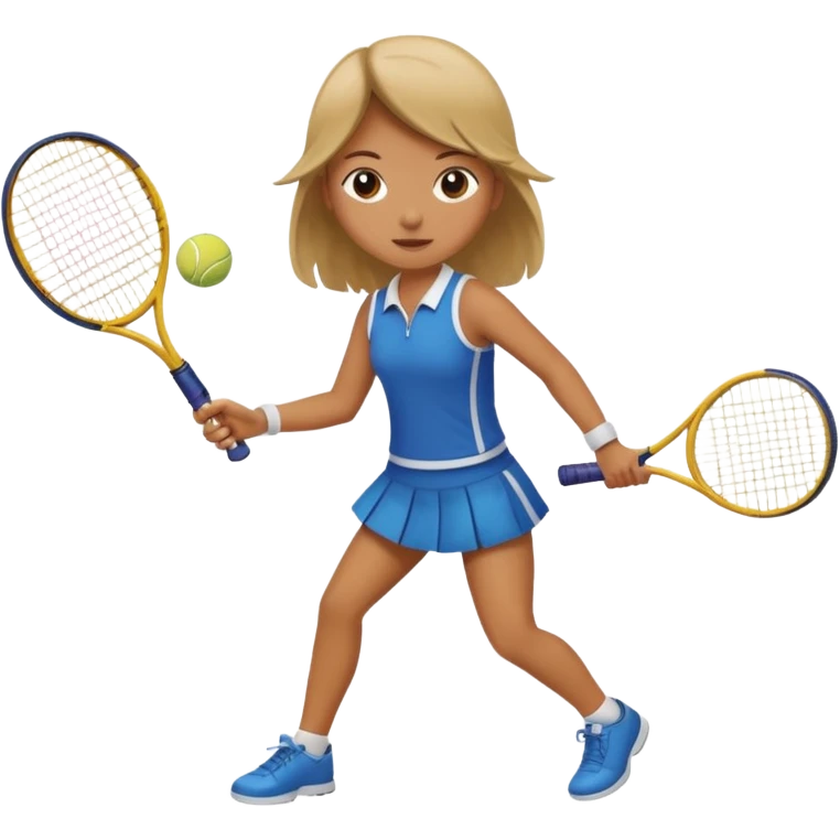 A girl hitting a tennis ball with a racket emoji