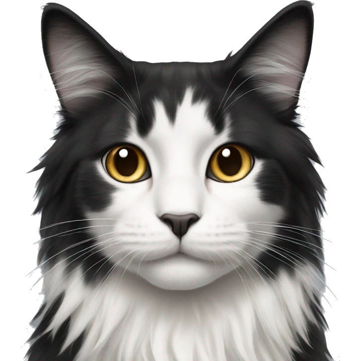 black-and-white cat domestic long-haired emoji