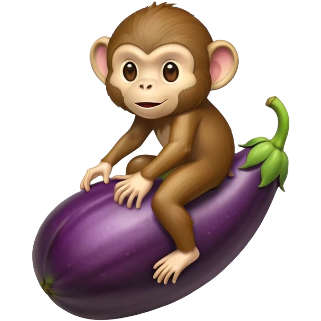 monkey riding eggplant  emoji