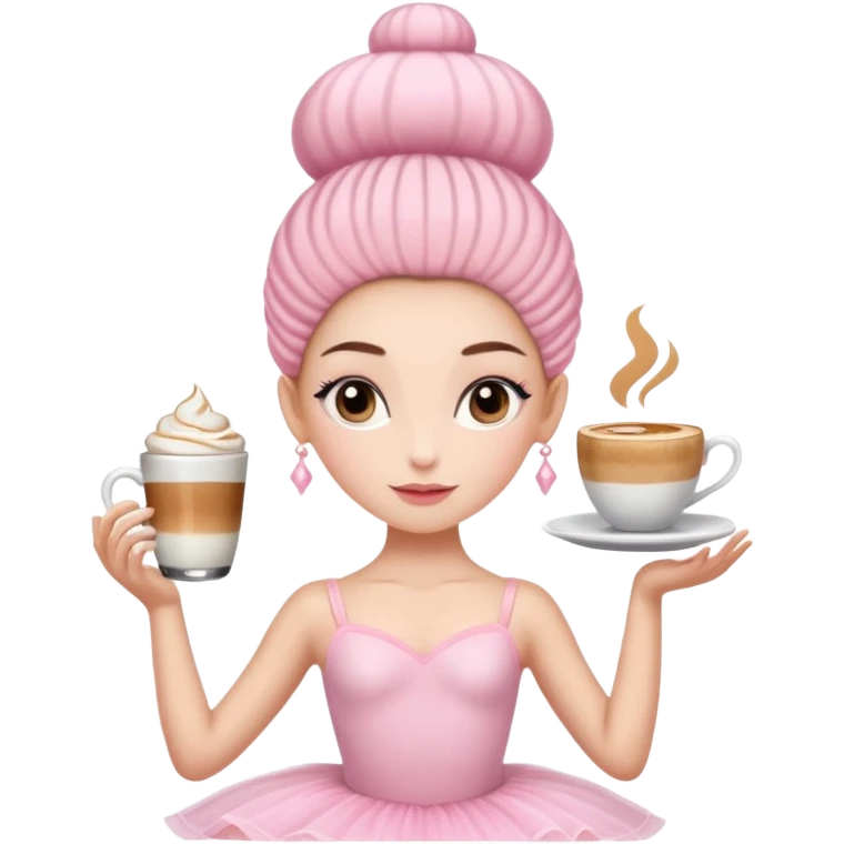Ballerina with a cappuccino on her head with a pink tutu emoji