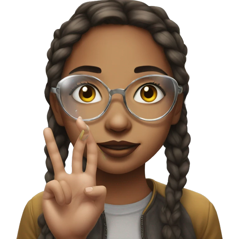 girl on the street portrait with glass on the hand emoji