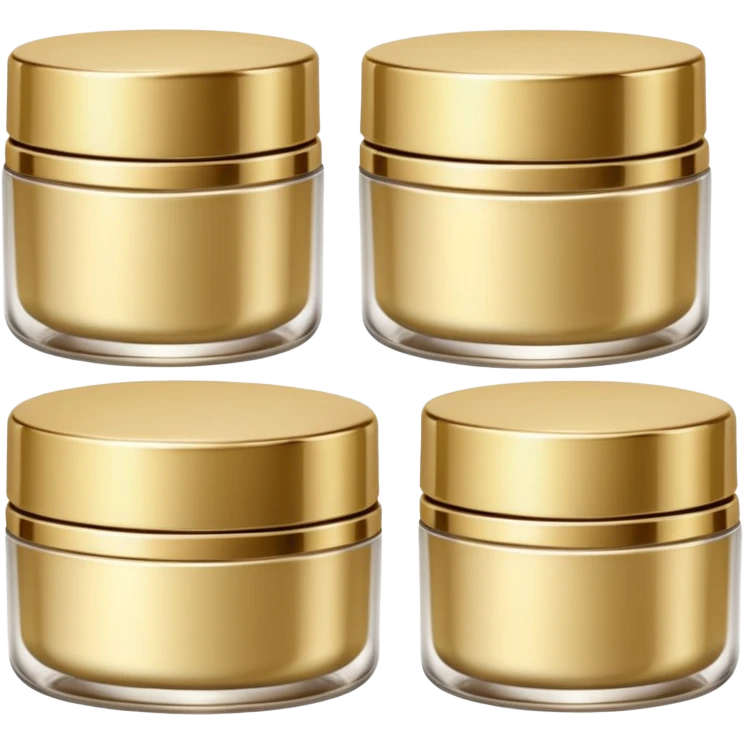 PVarios rodutos de beleza com tampa dos potes dourados e fundo transparente pra usar como figurinha emoji