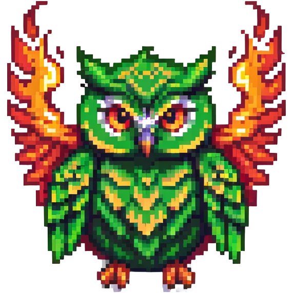 Duolingo green owl mascot with fire flames emoji