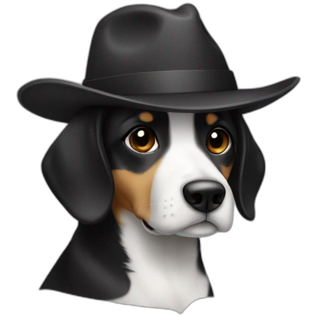 bebe chien avec un chapeau noir emoji