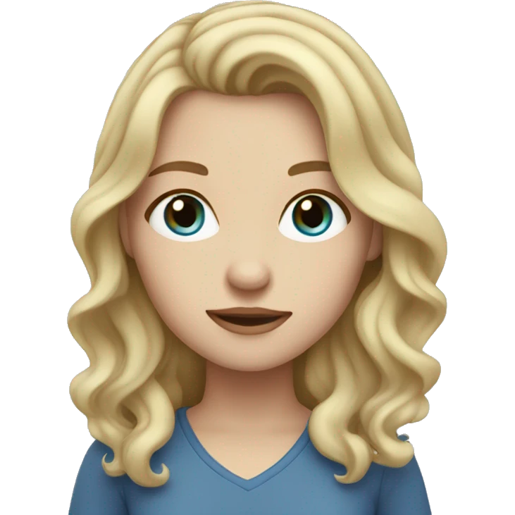 Girl with wavy blonde light brunette hair and blue eyes blue  emoji