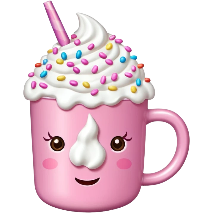 Make a pink unicorn hot cocoa emoji