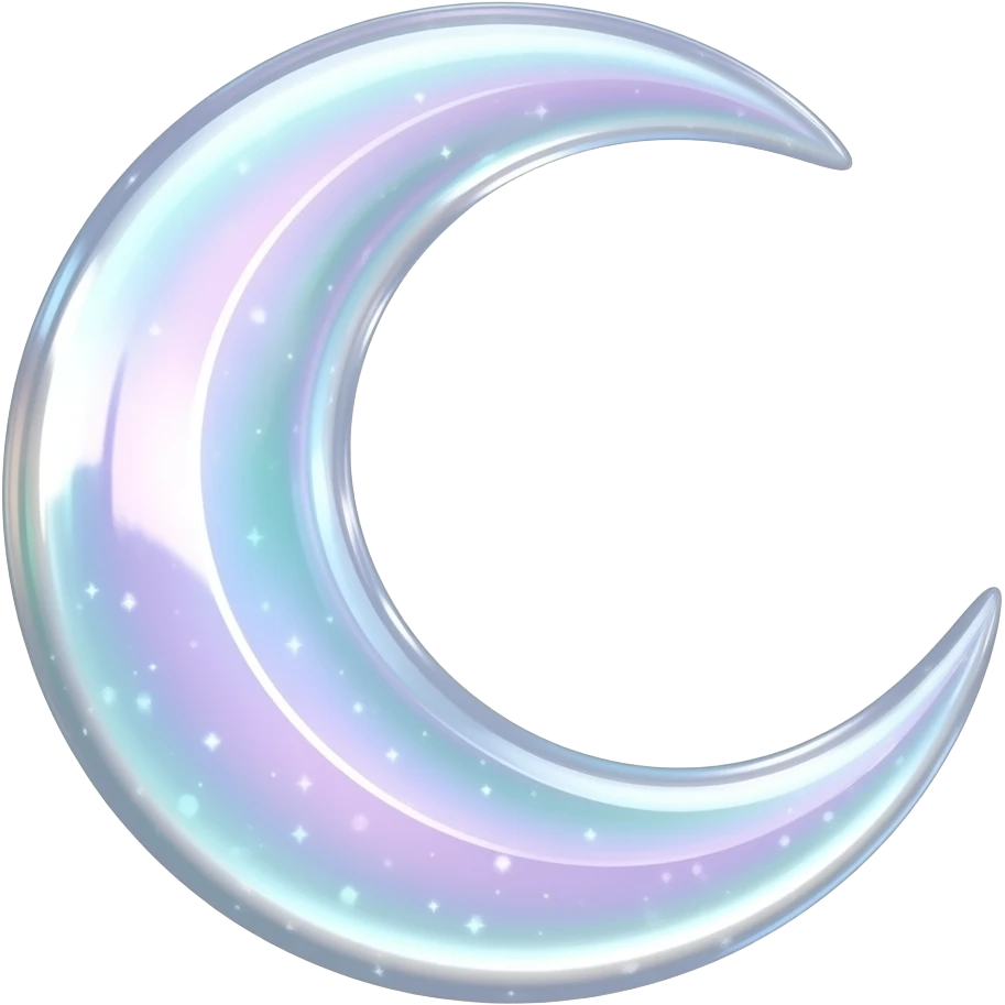 Shiny iridescent scented starry lit luminescent translucent diaphanous Crescent moon emoji