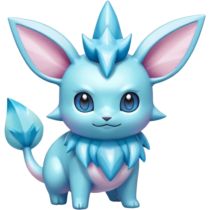 Shiny colorful Glaceon-Vaporeon-Clefairy-Pokémon-hybrid-creature emoji