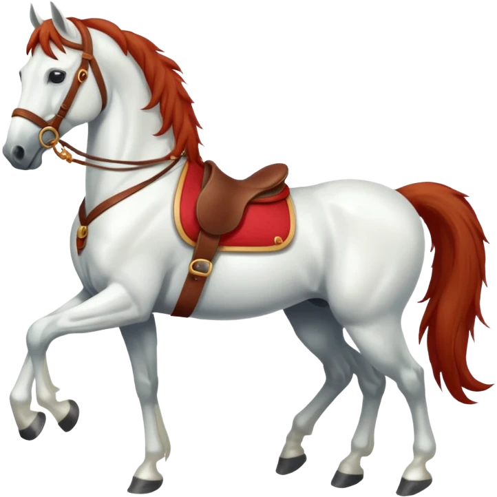 Christmas white horse with red saddle a full-length  emoji