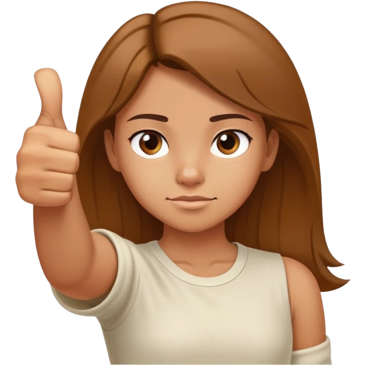 Young girl with right arm thumbs up and left arm thumbs down, uncertain facial expression emoji