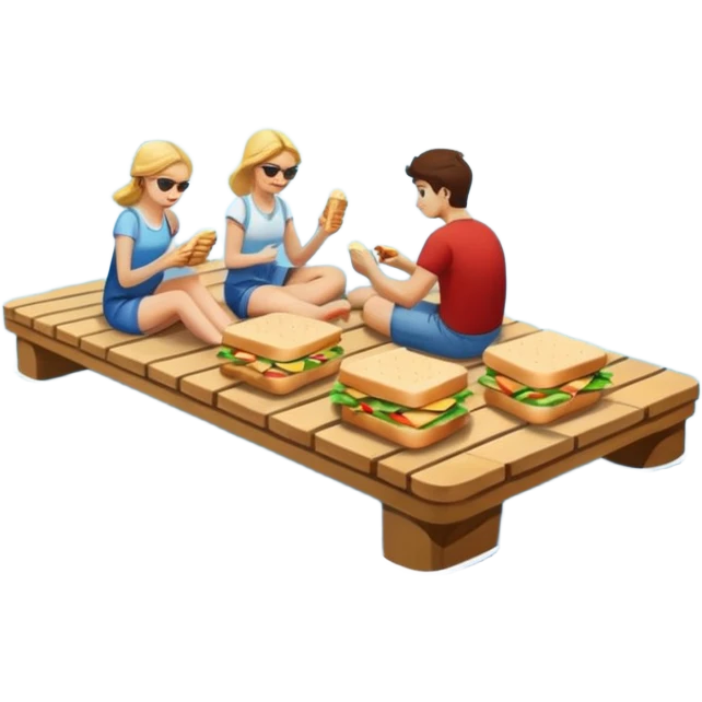 Picnic on a dock on the lake water emoji