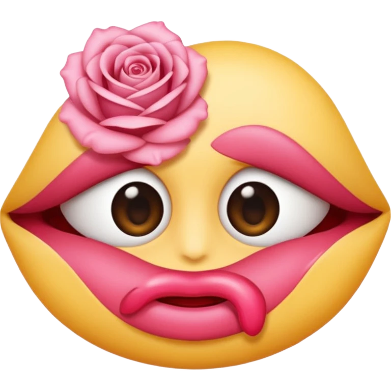 Je voudrais un emoji, yeux légèrement plissés, bouche qui fait une bise serrée avec des petits plis autour des lèvres emoji