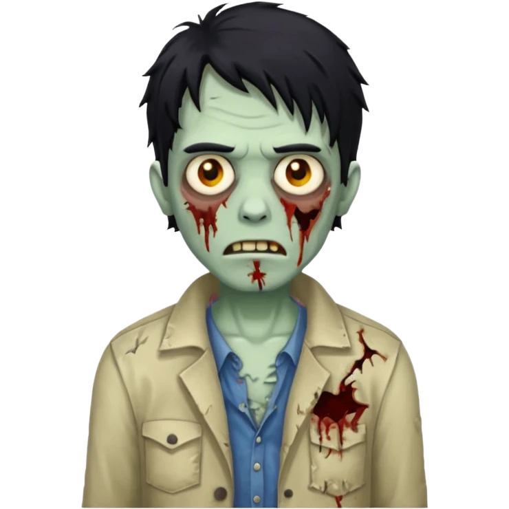 Zombie cabelo liso ondulado preto masculino  emoji