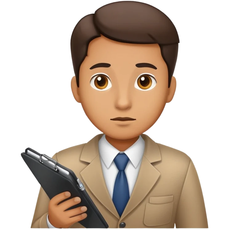 Tax inspector with clipboard asking questions with suspicious look emoji