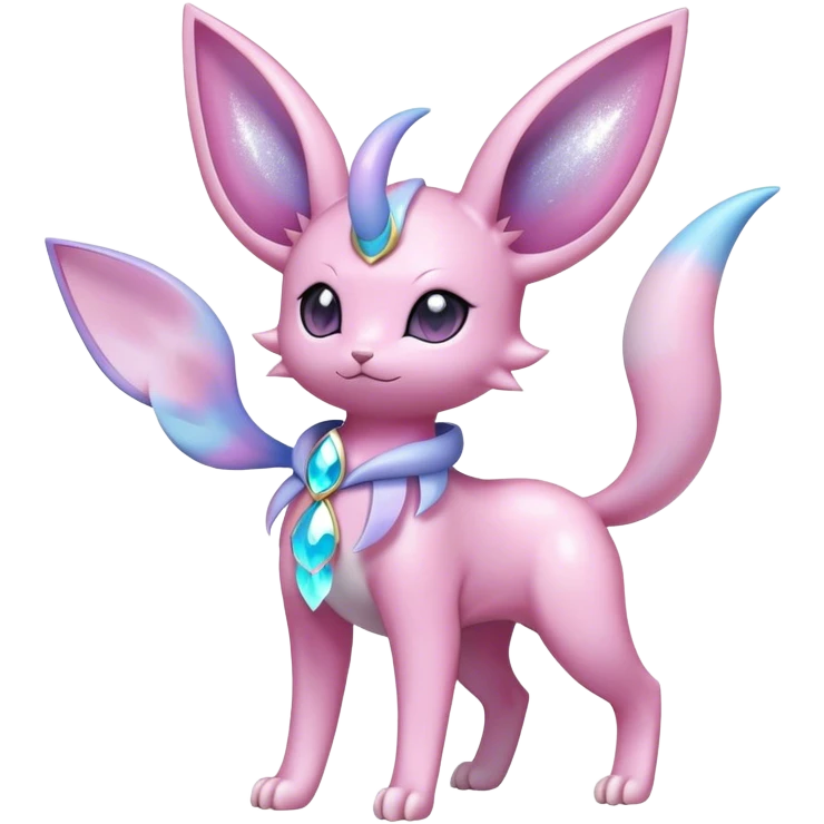Shiny Cool Sparkly Cute Ethereal Espeon-Sylveon-Nidorino-Fakemon-hybrid-fusion- full body emoji