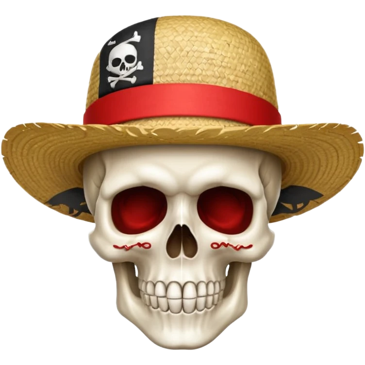 Fait moi un drapeau de tête de mort avec un fond noir et sur la tête met un chapeau de paille avec un fil rouge emoji