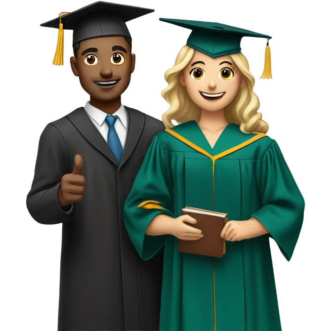 men teacher with her student in graduation day picture emoji