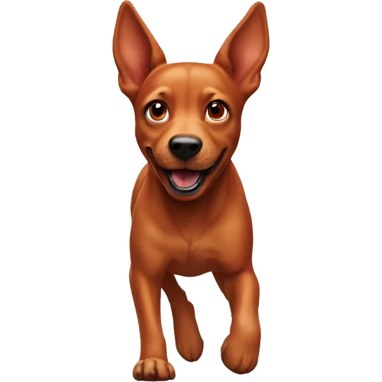 realistic solid red dog with pointed ears running emoji