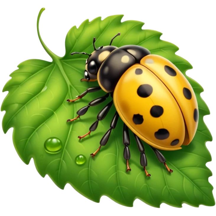  cute yellow lady bug on leaf emoji