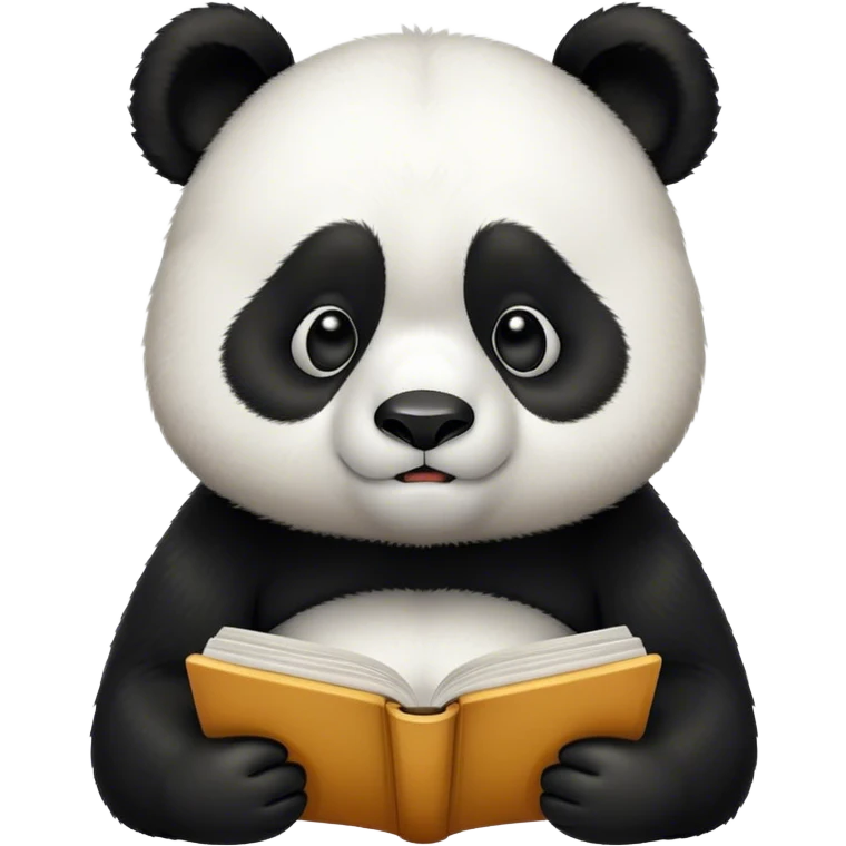 panda reading with a stressed face emoji