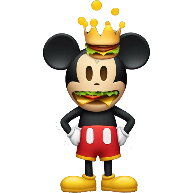 Mickey mouse with burger emoji