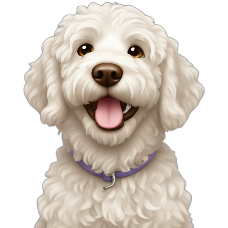 curly white labradoodle with brown nose emoji