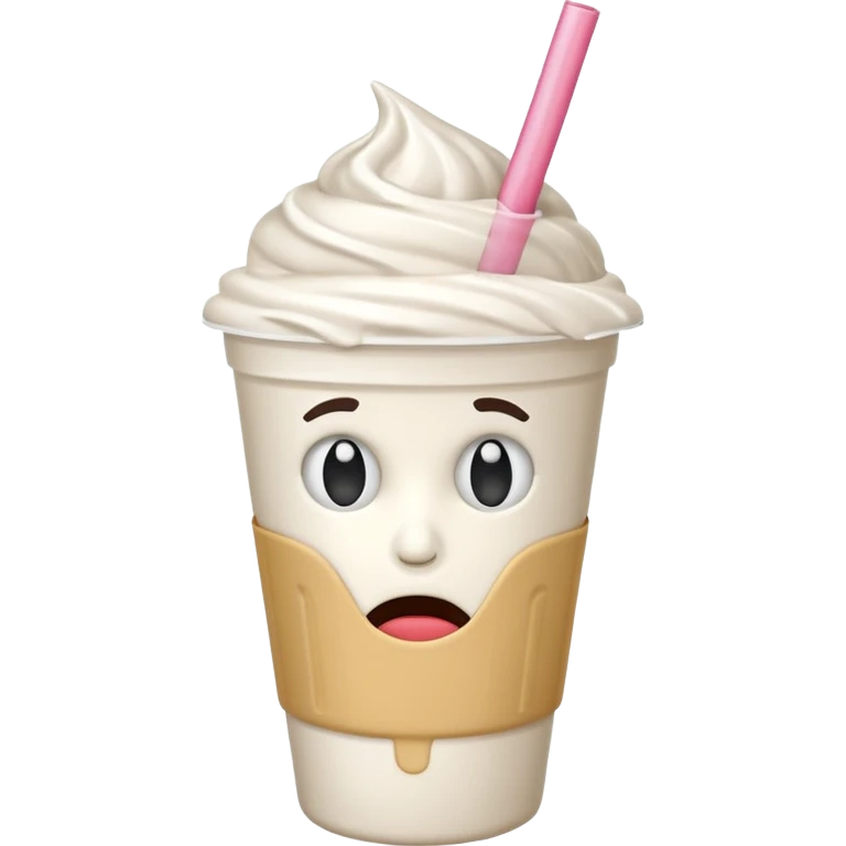 empty milkshake cup with a face and sad emoji