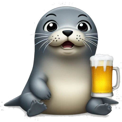 angry baby seal drinks beer emoji
