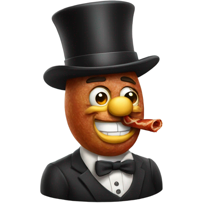 Oh, create a piece of bacon, wearing a top hat and smoking a pipe emoji