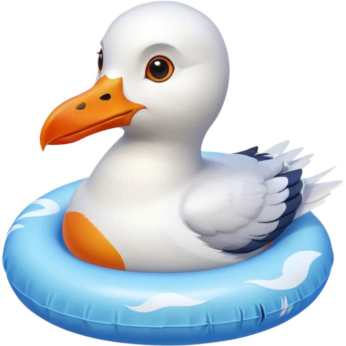 cartoon seagull with a round swim float emoji