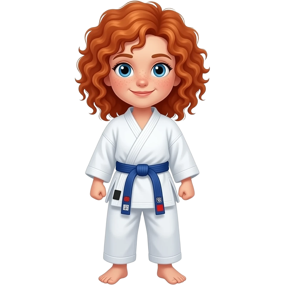 Fille rousse bouclés tâches de rousseur karaté emoji