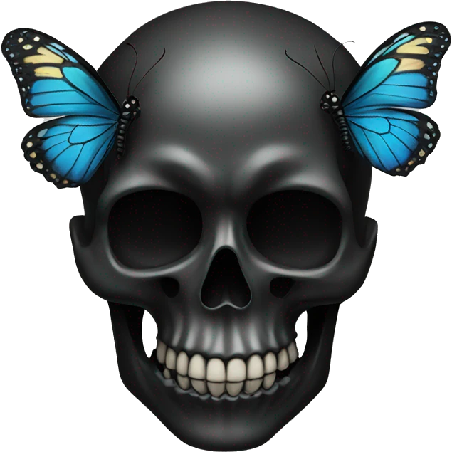 black skull with butterfly emoji