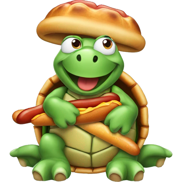 Turtle with a hotdog  emoji