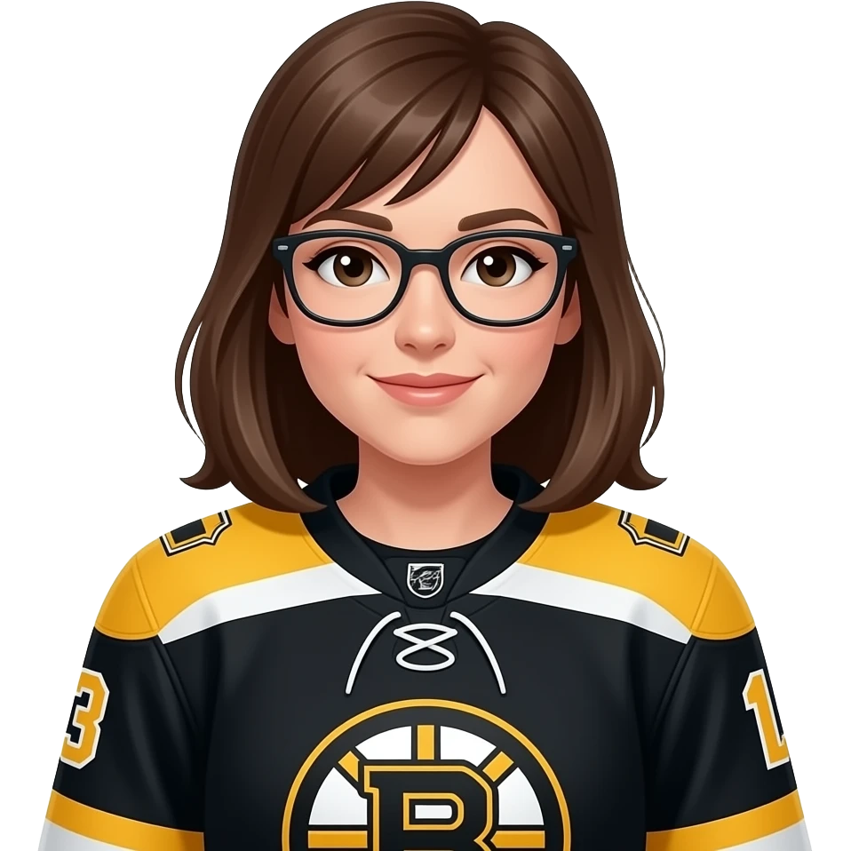 Female boston bruins with glasses and bangs emoji