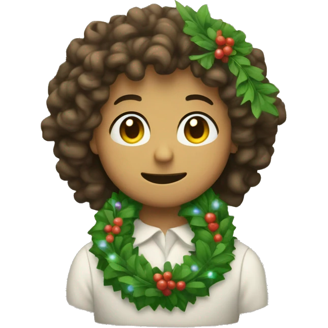 Curly braces on top of a slightly visible "ツ" character, with a wreath around them. The right side of the wreath has trans colors. emoji