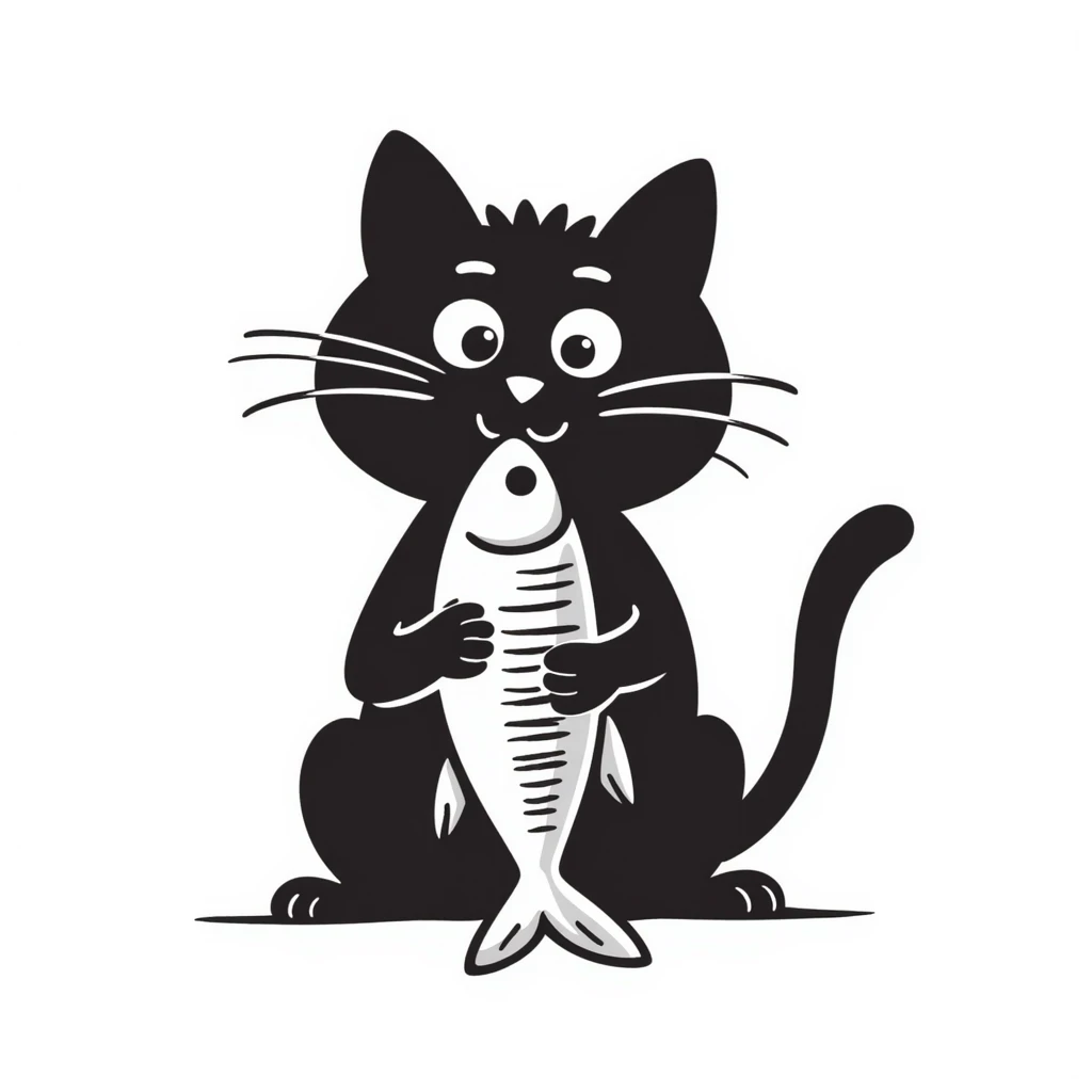 funny Thai cat eating fish emoji