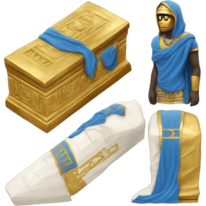 gold blue white black sarcophagus, full body  emoji