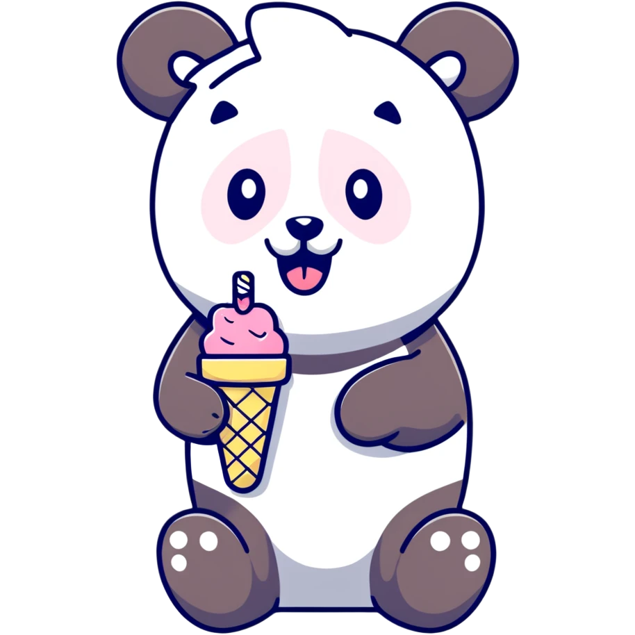 Panda eating ice cream emoji