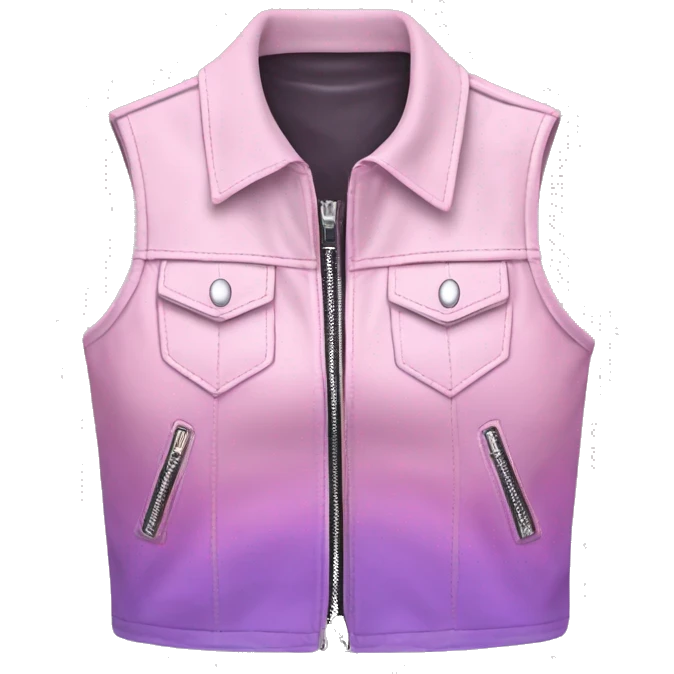Realistic pastel pink to pastel purple ombre crop top zippered leather vest. emoji