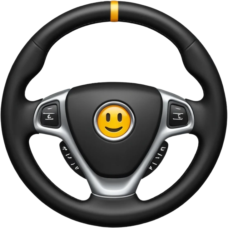 The car's steering wheel is black and only the center has a light on it. emoji