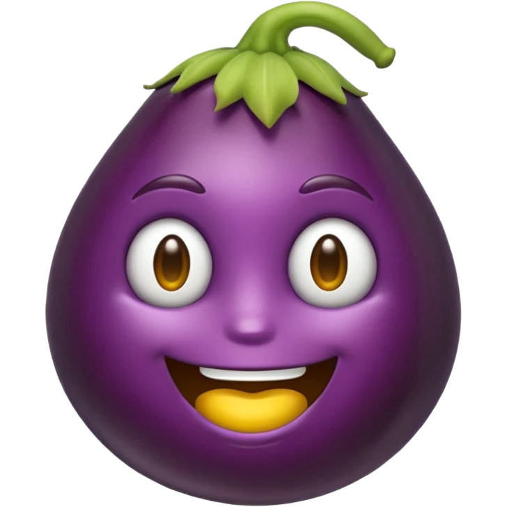 Un emoji jaune avec une aubergine emoji