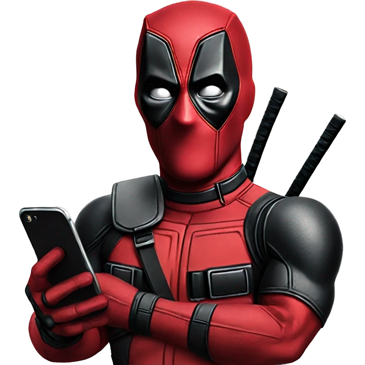  Deadpool using phone emoji